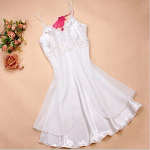 M-XL 8 Colors Women Sexy Silk Lace Nightgowns Chiffon V-Neck Spaghetti Straps Sleepwear EF8