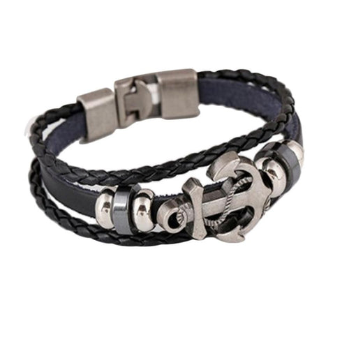 Anchor pulseira masculina Jewelry Mens Women Leather Bracelet Vintage Anchor Charm Bangle For Women Friend Gift EF8