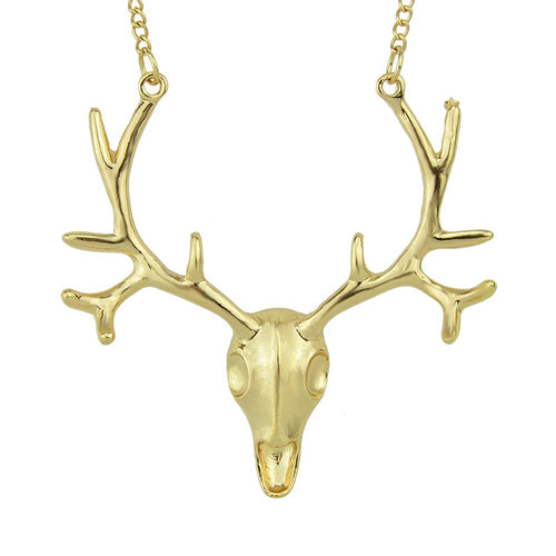 Maxi Necklace Gold   Antique Silver Deer Head Pendant Necklace For Women Necklace s  EF8