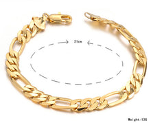 Men Jewelry Trendy 18K   Gold Plated 22 CM Thick Cuban Link Chain Bracelets Stamp Bracelet EF8