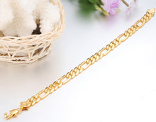 Men Jewelry Trendy 18K   Gold Plated 22 CM Thick Cuban Link Chain Bracelets Stamp Bracelet EF8