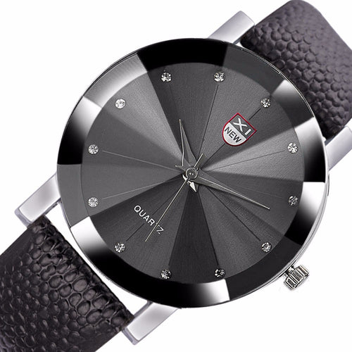 Men Luxury Stainless Steel Quartz Military Sport Leather Band Dial Wrist Watch EF8