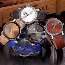 Men Luxury Stainless Steel Quartz Military Sport Leather Band Dial Wrist Watch EF8