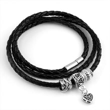 Men Retro Charm Bracelet Men Beads Chain Bangles Style Latest Popular 3 Laps Leather Bracelets EF8