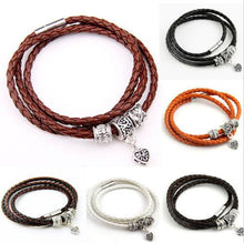 Men Retro Charm Bracelet Men Beads Chain Bangles Style Latest Popular 3 Laps Leather Bracelets EF8