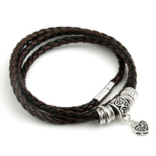 Men Retro Charm Bracelet Men Beads Chain Bangles Style Latest Popular 3 Laps Leather Bracelets EF8