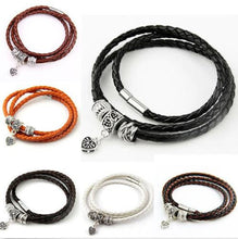 Men Retro Charm Bracelet Men Beads Chain Bangles Style Latest Popular 3 Laps Leather Bracelets EF8