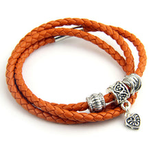 Men Retro Charm Bracelet Men Beads Chain Bangles Style Latest Popular 3 Laps Leather Bracelets EF8