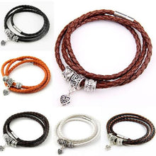 Men Retro Charm Bracelet Men Beads Chain Bangles Style Latest Popular 3 Laps Leather Bracelets EF8