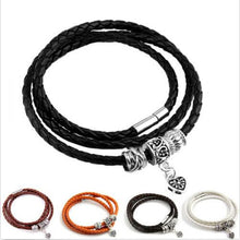 Men Retro Charm Bracelet Men Beads Chain Bangles Style Latest Popular 3 Laps Leather Bracelets EF8