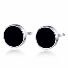 Men Stud Earrings Ear Jewelry 2Pcs Round Ear Stud Men Black Plastic Metal Punk Style EF8