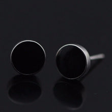 Men Stud Earrings Ear Jewelry 2Pcs Round Ear Stud Men Black Plastic Metal Punk Style EF8