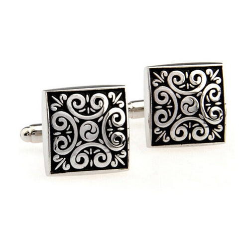 Men Wedding Vintage Pattern Cufflinks for Mens Jewelry shirt cufflinks cuff buttons Black color cuff link  EF8