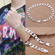 Men's 8MM Chain Bracelet Women's DIY Jewelry Sliver Plated Lobster Clasp Link Bracelets EF8