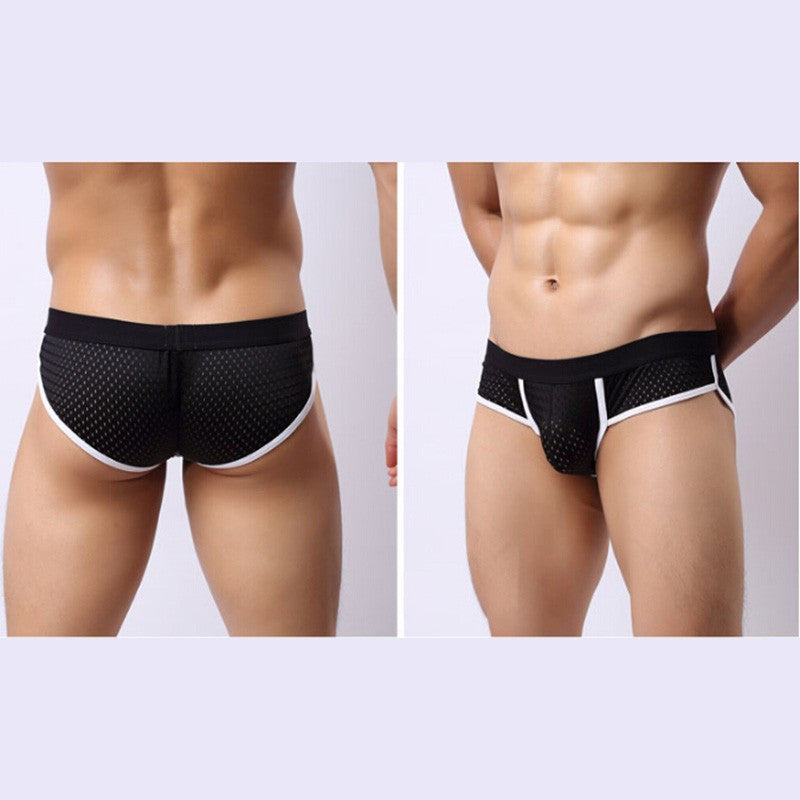 Men's Acrylic Mesh Low-Rise Briefs U Convex Bulge Pouch Underwear Underpants EF8