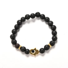 Men's Beaded Natural Stone H  Of Fatima Bracelets S Golden Hamsa Lava Rock Bracelet EF8