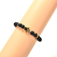 Men's Beaded Natural Stone H  Of Fatima Bracelets S Golden Hamsa Lava Rock Bracelet EF8