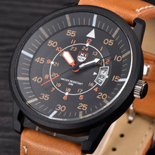 Military Leather Waterproof Date Quartz Analog Army Men's Quartz Wrist Watches EF8
