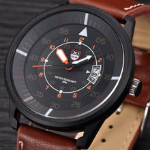 Military Leather Waterproof Date Quartz Analog Army Men's Quartz Wrist Watches EF8