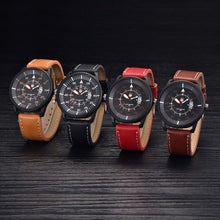 Military Leather Waterproof Date Quartz Analog Army Men's Quartz Wrist Watches EF8