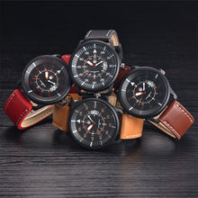 Military Leather Waterproof Date Quartz Analog Army Men's Quartz Wrist Watches EF8