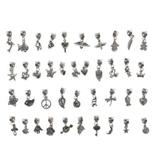 Mixed Style Tibetan Silver Charms Beads Big Hole Oxidized Metal Beads Fit European Bracelet Jewelry 40Pcs  EF8
