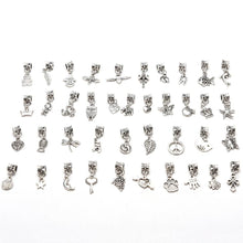 Mixed Style Tibetan Silver Charms Beads Big Hole Oxidized Metal Beads Fit European Bracelet Jewelry 40Pcs  EF8