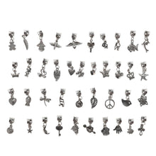 Mixed Style Tibetan Silver Charms Beads Big Hole Oxidized Metal Beads Fit European Bracelet Jewelry 40Pcs  EF8