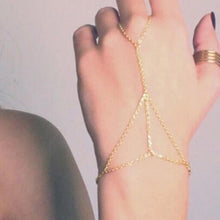 Multi Chain Bangle Slave Link Interweave Finger Rings H  Harness Bracelet Gold EF8