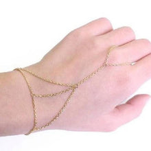 Multi Chain Bangle Slave Link Interweave Finger Rings H  Harness Bracelet Gold EF8