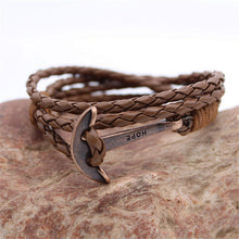 MultiLayers PU Leather Bracelet Men Anchor Bracelets For Women Best Friend Gift Jewelry S  EF8