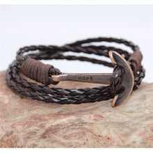 MultiLayers PU Leather Bracelet Men Anchor Bracelets For Women Best Friend Gift Jewelry S  EF8