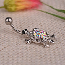 Multicolor Crystal Cute Turtle Dangle Body Piercing Navel Belly Button Ring Bar Women Dance Ring EF8