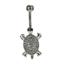 Multicolor Crystal Cute Turtle Dangle Body Piercing Navel Belly Button Ring Bar Women Dance Ring EF8