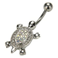 Multicolor Crystal Cute Turtle Dangle Body Piercing Navel Belly Button Ring Bar Women Dance Ring EF8