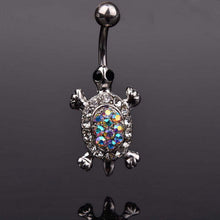 Multicolor Crystal Cute Turtle Dangle Body Piercing Navel Belly Button Ring Bar Women Dance Ring EF8