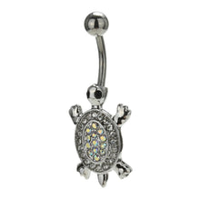 Multicolor Crystal Cute Turtle Dangle Body Piercing Navel Belly Button Ring Bar Women Dance Ring EF8