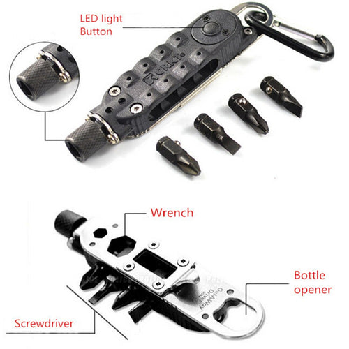 Multifunction Small Screwdriver Sets Mini EDC Tools Pocket Keychain Screwdriver With Phillips Slot Hex Screwdriver   LED Light EF8