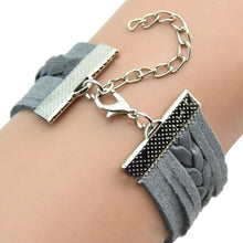 Multilayer Braided Bracelets Hope Letter Charm Bracelet Woven Faux Leather Bracelet   Bangle For Women EF8