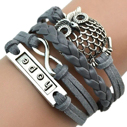 Multilayer Braided Bracelets Hope Letter Charm Bracelet Woven Faux Leather Bracelet   Bangle For Women EF8