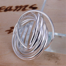 9 Line Circle Women Femal Wedding Anniversary Ring Silver Plated Ring  Jewelry Finger Accessories EF8