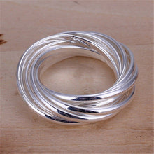 9 Line Circle Women Femal Wedding Anniversary Ring Silver Plated Ring  Jewelry Finger Accessories EF8