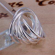 9 Line Circle Women Femal Wedding Anniversary Ring Silver Plated Ring  Jewelry Finger Accessories EF8