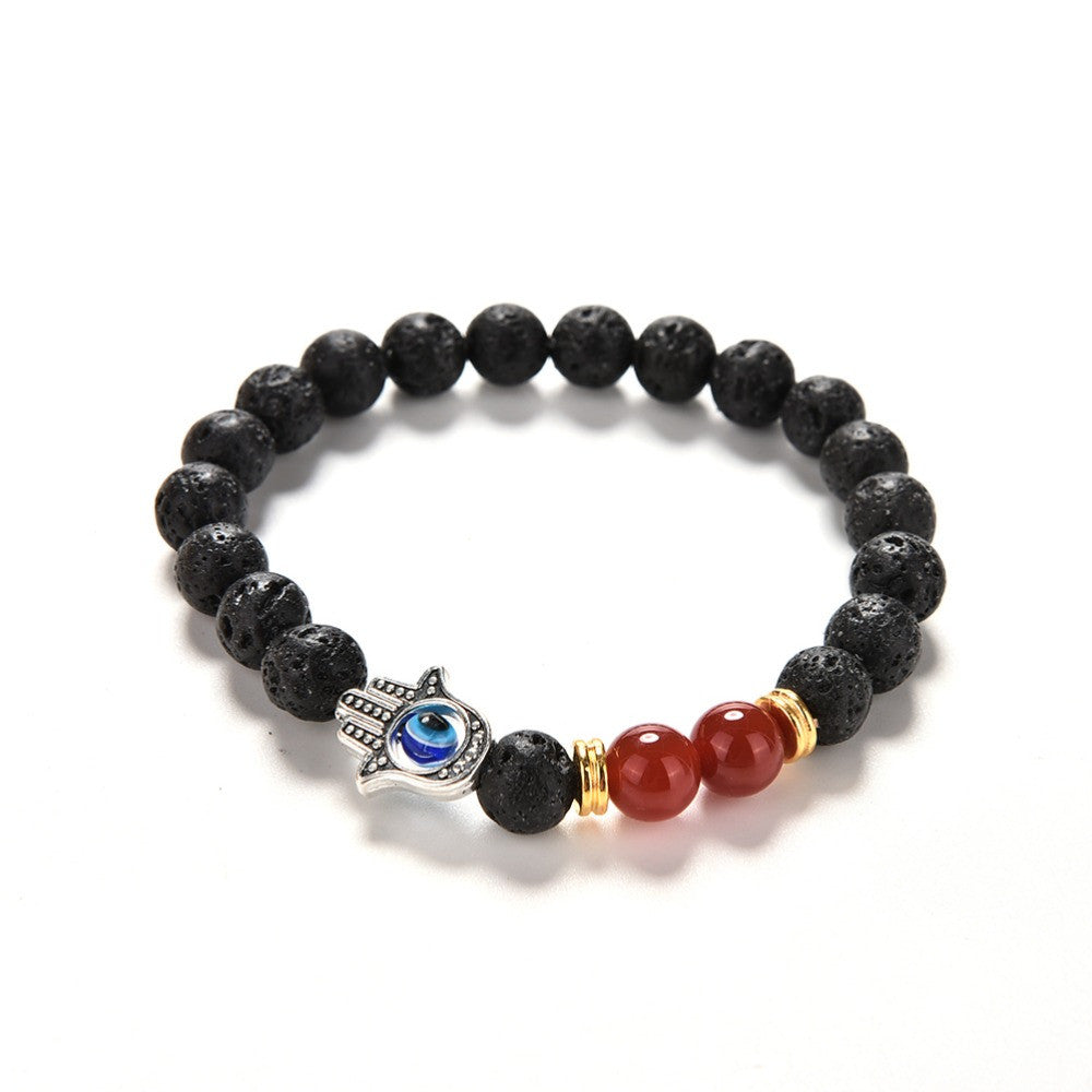Natural Stone Bead Buddha Bracelets Turquoise Lava Onyx Natural Stone Bead Bracelet Hamsa H  Charm Bracelet  EF8