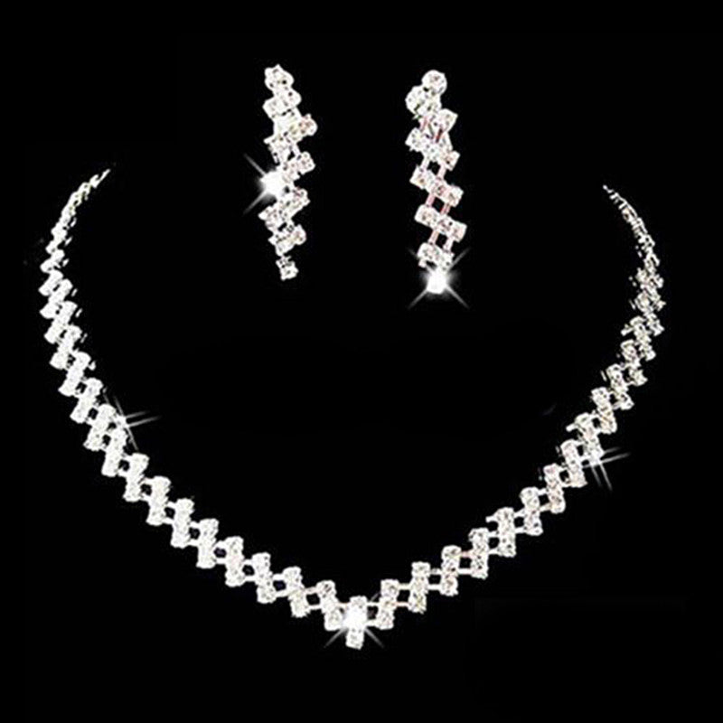 Necklace   Earrings Silver Prom Wedding Jewelry Bridal Crystal Rhinestone Necklace Earring For Women s EF8