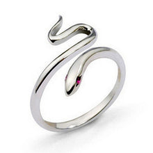 elegant cute Snake ruby Silver Plated cool jewelry Open-end Rings for women EF8