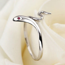 elegant cute Snake ruby Silver Plated cool jewelry Open-end Rings for women EF8