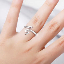 elegant cute Snake ruby Silver Plated cool jewelry Open-end Rings for women EF8