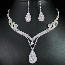 Bridal Chic Crystal Rhinestone Water Drop Necklace Earrings Set Gifts For Women  EF8