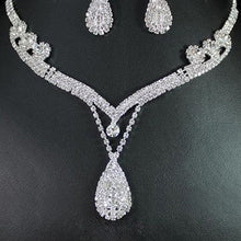 Bridal Chic Crystal Rhinestone Water Drop Necklace Earrings Set Gifts For Women  EF8
